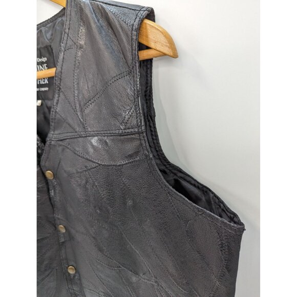 Italian Stone Design Genuine Leather Navarre Leather Company Black Vest Size L - Picture 3 of 10